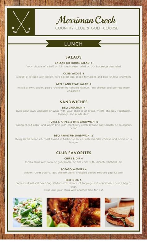 Classic Country Club Menu Design Template by MustHaveMenus | Menú