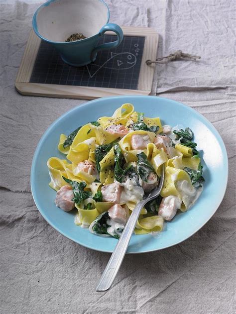 Tagliatelle With Salmon, Spinach And Cream Photograph by Nikolai Buroh | Fine Art America