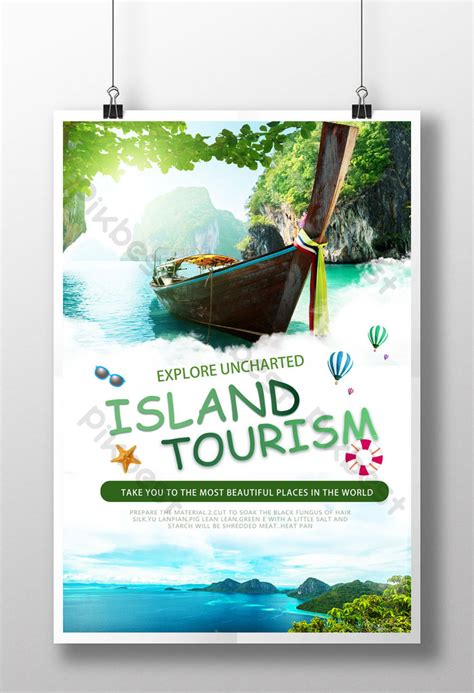 Creative exploration of mysterious sea island travel poster | PSD Free ...