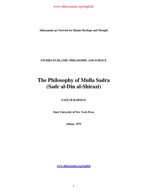 The Philosophy of Mulla Sadra | PDF | Sufism | Reality