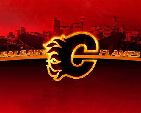 Download The Calgary Flames Logo On A Red Background | Wallpapers.com