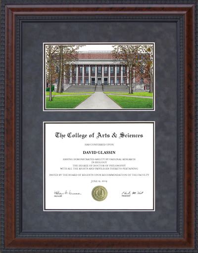 Diploma Frame with Diploma Frame with Harvard Campus Lithograph ...