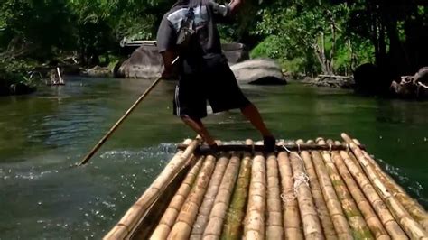 Rafting on a bamboo raft in Thailand - YouTube