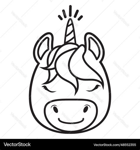 Cute unicorn head coloring pages Royalty Free Vector Image