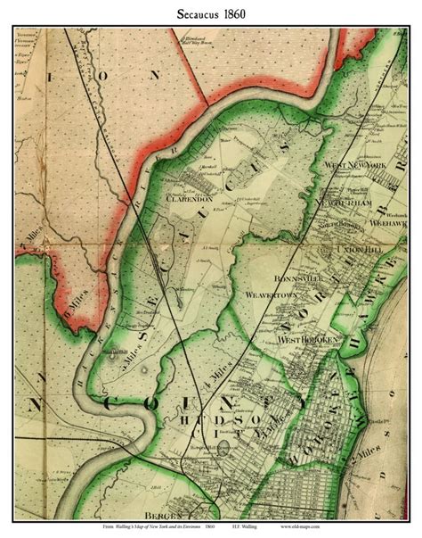 Secaucus, New Jersey 1860 Old Town Map Custom Print - NYC Environs ...