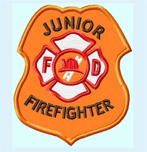 Fire Department Junior Firefighter Badge APPLIQUE Embroidery - Etsy