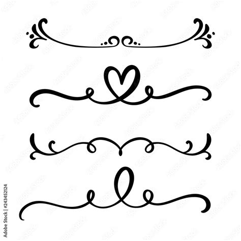 Vector vintage line elegant dividers and separators, swirls and corners decorative ornaments ...