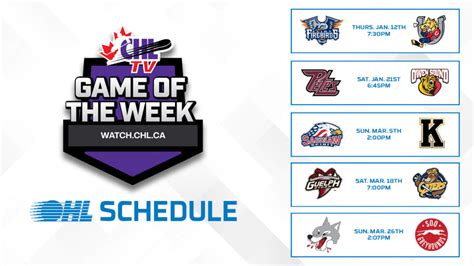 Canadian Hockey League announces CHL TV Game of the Week broadcast schedule – Ontario Hockey League