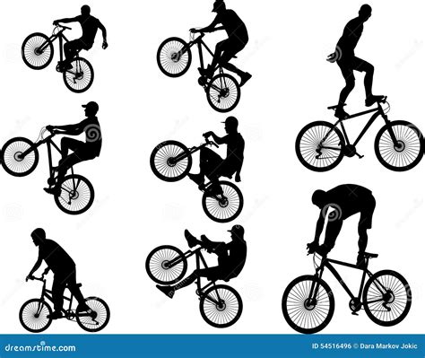 Bicycle Stunt 5 Vector Silhouette Stock Vector - Illustration of black ...