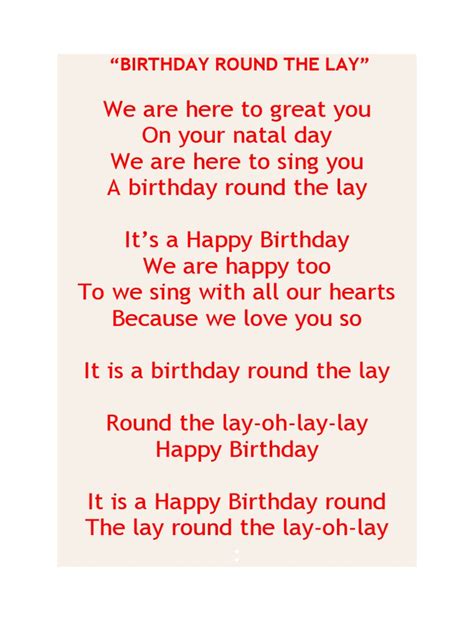 Birthday Round The Lay | PDF