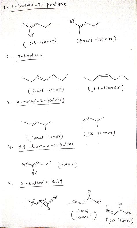 [Solved] Draw the structures of the cis-trans isomers for each compound ...