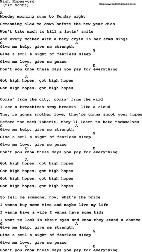 Bruce Springsteen song: High Hopes, lyrics and chords