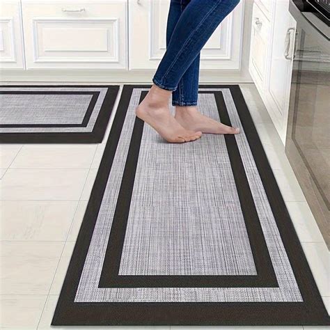 Geometry Leather Kitchen Rugs, Cushioned Anti Fatigue Comfort Mat, Non ...