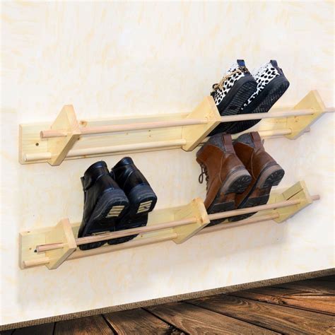 Wall Mounted wooden Shoe Rack Floating shoe organizer | Wall shoe rack, Wooden shoe racks, Wall ...