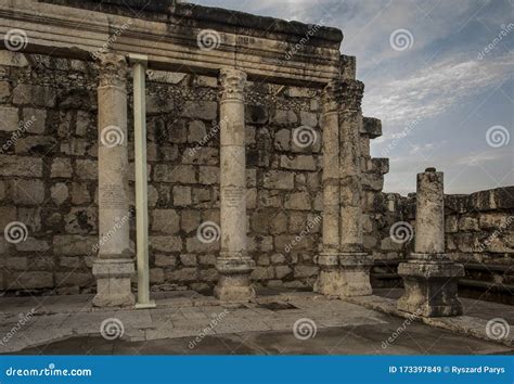 Ruins of the Great Synagogue of Capernaum Stock Image - Image of bible ...