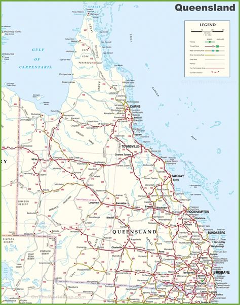 Large Detailed Road Map Of Queensland - Printable Map Of Queensland ...