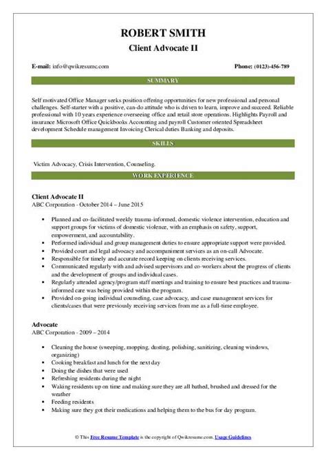 Advocate Resume Samples | QwikResume