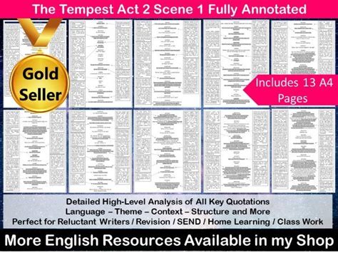 The Tempest Act 2 Scene 1 Fully Annotated | Teaching Resources