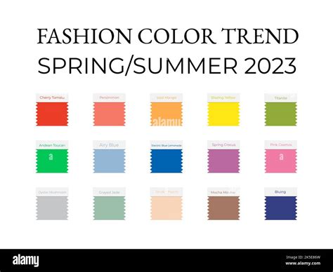 Fashion Color Trend Spring - Summer 2023. Trendy colors palette guide. Brush strokes of paint ...