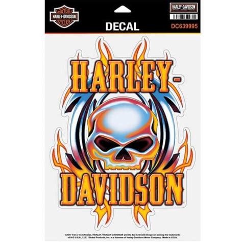 Vicious Skull Willie G with Flames X-Large Decal | Harley-Davidson® Online