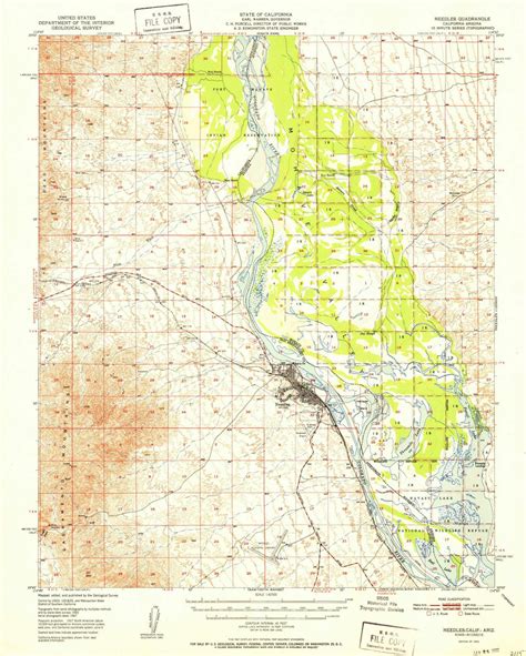 Needles, California 1952 (1952) USGS Old Topo Map Reprint 15x15 AZ Quad ...