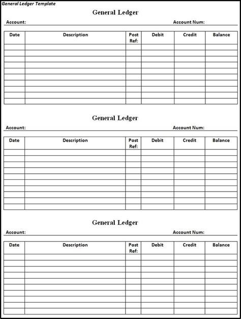 General ledger | General ledger, Templates printable free, Business plan template free