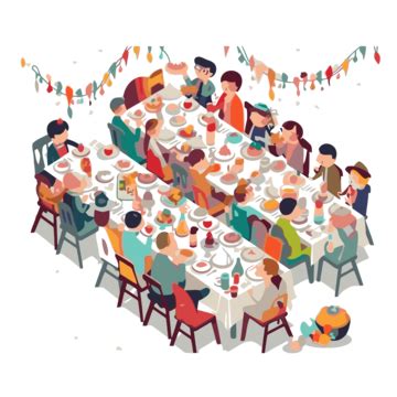 Banquet Clipart Isometric Vector Family Dinner Cartoon, Banquet, Clipart, Cartoon PNG and Vector ...