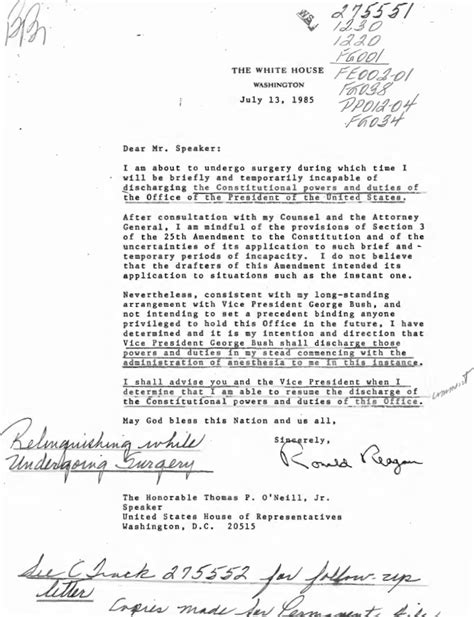 The 25th Amendment: Section 3 and July 13, 1985 – The Reagan Library Education Blog