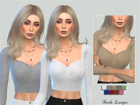 Cassy Crop Top by Karla Lavigne at TSR • Sims 4 Updates | Sims 4 mods clothes, Sims 4, Clothes ...