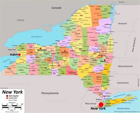 Map New York State Cities - New York on a Map