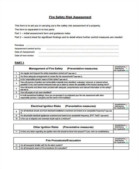 6+ Fire Risk Assessment Templates - Free Samples, Examples Format Download