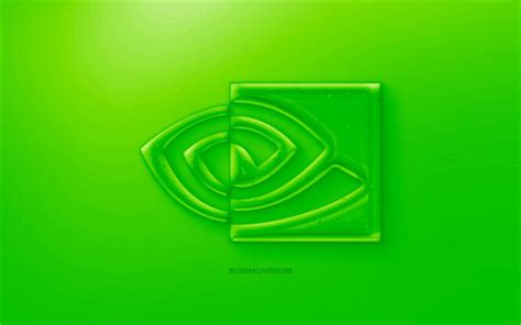 Download wallpapers Nvidia 3D logo, Green background, Green Nvidia ...