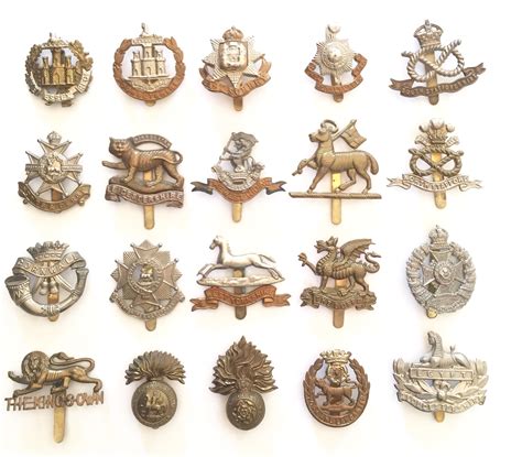 Selection of 20 British Army Line Regiment Cap Badges Comprising: Essex ...