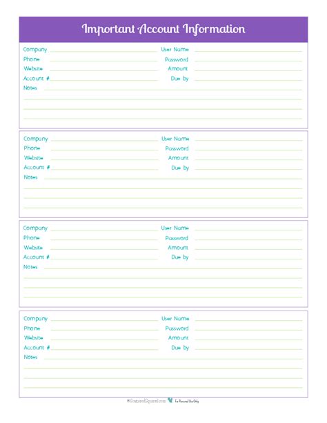 {Day 21} Important Information Section Printables - Scattered Squirrel