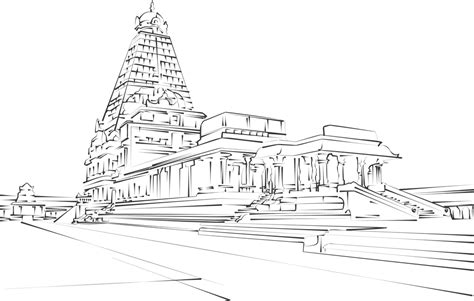 Image Strokes :: Free Vectors - Places - Mahabalipuram (Mamallapuram) Temple Vector Image ...