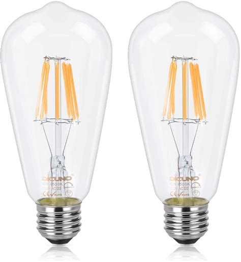 DiCUNO E26 Edison Bulb Vintage Lights 4500K Daylight White, ST64 Medium Standard Base Dimmable ...