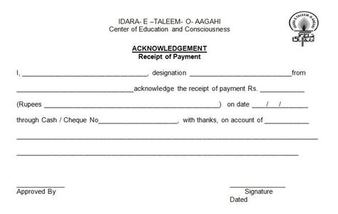 ACKNOWLEDGEMENT OF Payment Receipt , The Proper Receipt Format for Payment Received and General ...