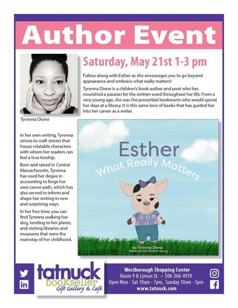 Author Event Tyrenna Dione Esther What Really Matters | Tatnuck Bookseller, Westborough, MA ...