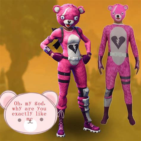 Fortress night Game Battle Royale Team Leader Pink Bear Cosplay Costume ...