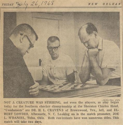 Friday, July 26, 1968 - New Orleans Post - Long Struggle - “Checkers Champions Lock Horns Silently”