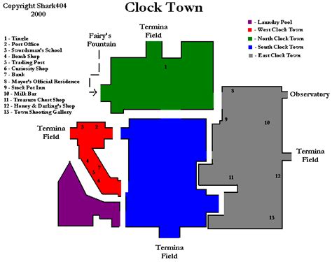 The Legend of Zelda: Majora's Mask Clock Town Map Map for Nintendo 64 by shark404 - GameFAQs