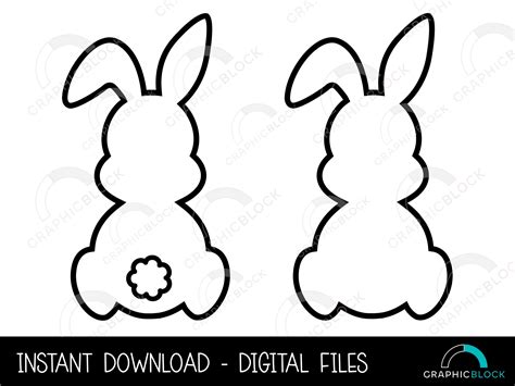 Outline Bunny SVG Set, Easter Bunny Silhouette Shape Bundle, Rabbit Vector, Cricut Cut File ...