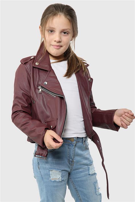 Kids Girls Jackets Designer's PU Leather Jacket Zip Up Biker Belted Coats 7-13 Y | eBay