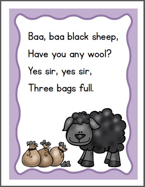 Baa Baa Black Sheep Nursery Rhyme Packet - Mamas Learning Corner