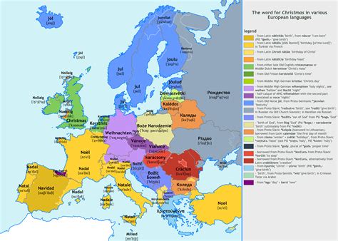 "Christmas" in European languages [OC][3000x2143] : etymologymaps