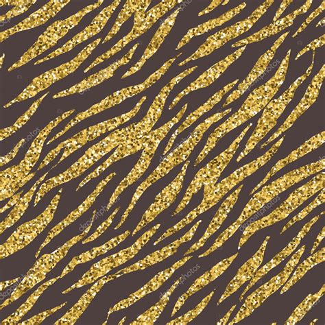 Abstract gold glitter animal print white seamless pattern. Zebra, tiger ...