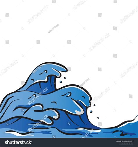 Blue Ocean Waves Illustration Art Clipart Stock Vector (Royalty Free ...