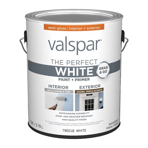 Shop Valspar Semi-gloss Perfect White Latex Paint and Primer in One (Actual Net Contents: 128-fl ...