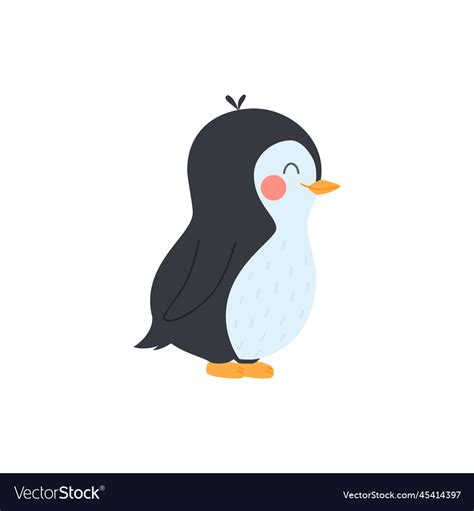 Cute lovely baby penguin cartoon character flat Vector Image