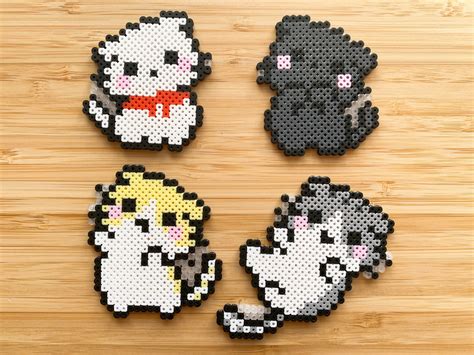 Kawaii Cat 8bit Pixel Perler Beads Art, Can Be Fridge Magnet, Keychain ...